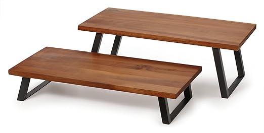 G.E.T. Enterprises Walnut 13.8" x 7.5" Wood Riser with Foldable Legs, 3" Tall Wood Heights Collection RISER-3-W (Pack of 1)