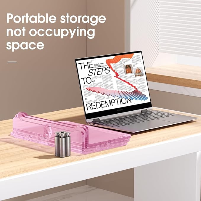 dual monitor stand riser, 3-layer pink acrylic monitor stand with anti slip pad, adjustable length and angle, suitable for 2 monitors, desktop, laptop, PC, printer, TV screen (Pink acrylic)