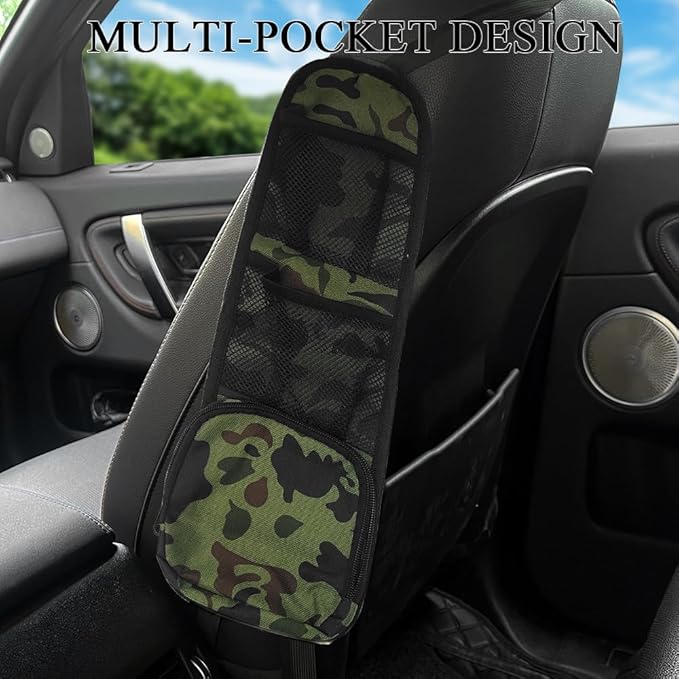 2PCS Car Seat Side Organizer, Seat Side Storage Pocket, Multifunctional Mesh Net Pocket, Car Multi-Pockets Backseat Organizer Side Hanging Bag for Storage Coins, Cell Phones (Green, 2PCS)