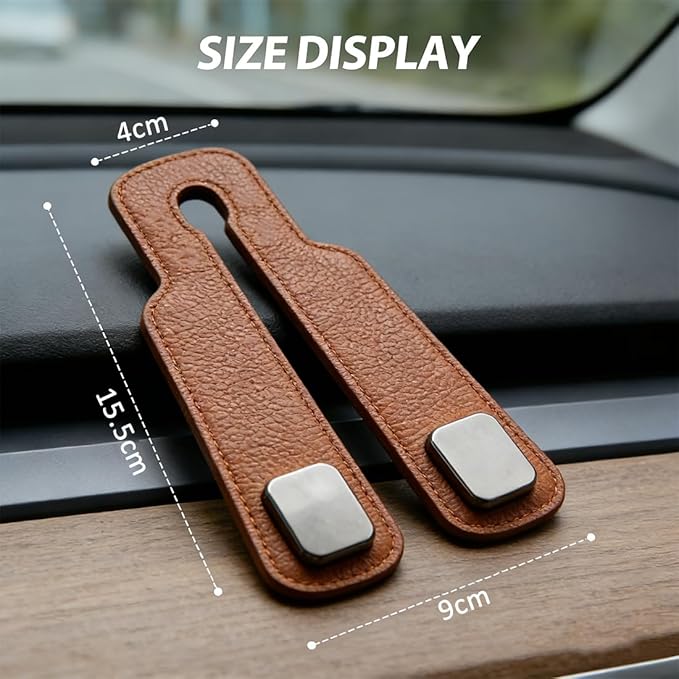 Headrest Hooks for Car, 2 Pack Leather & Metal Car Seat Hooks for Headrest, 50lbs Weight Limit Car Seat Storage Hook, Car Storage Hooks for Purses, Handbags, Grocery Bags, Bottles (Black)