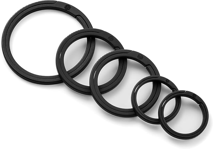 KeyUnity Titanium Flat Key Rings, 33/25/17.5mm Side Pushing Split Ring for Key Carabiner Flashlight Knife Dog ID Collar Tag