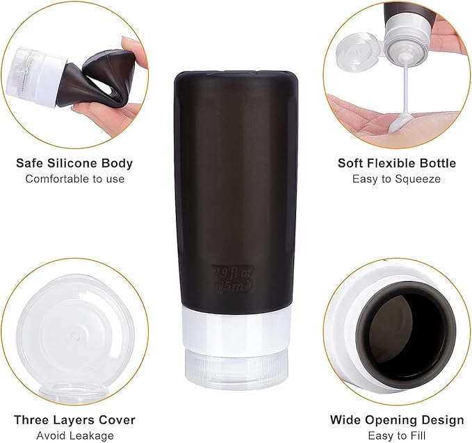 vodvob TSA Approved Travel Bottles Set, 16 Pack Leak Proof Silicone Refillable Containers for Toiletries, Perfect for Shampoo, Conditioner, Lotion & Travel Essentials (tz-4)