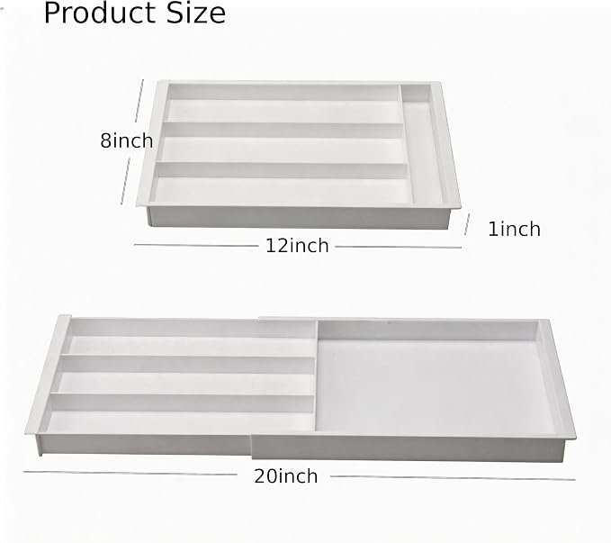 Plastic Drawers Organizer for Office Bathroom Bedroom Kitchen Desk - 1 Layers More White Storage Tray - Expandable 11.4-18.1 Inches (SHALLOW 1")