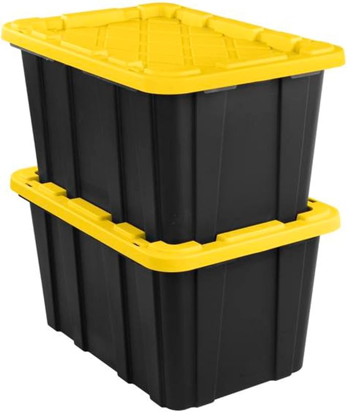 Sterilite 16 Pack Industrial Tote, Plastic Storage Container Bins with Lids, 27 Gallon - Heavy-Duty Organizing Containers for Closet, Bathroom, and Office