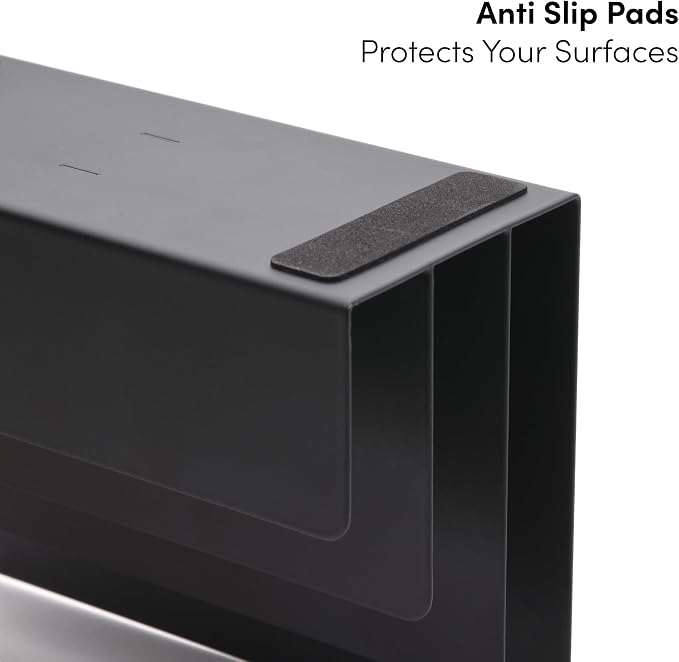 xympo Desktop Mail Organizer – 3-Slot Black Metal Letter Holder and Bill Sorter for Office and Home