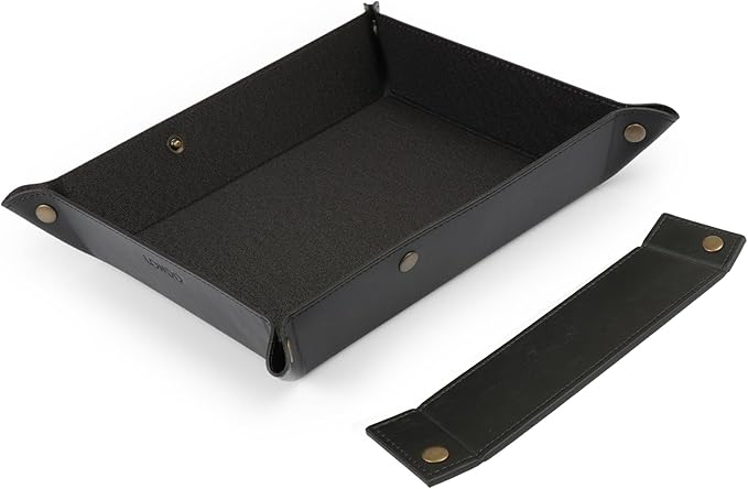 Londo Leather Tray Organizer - Practical Lightweight Water Resistant Computer Table Desk Storage Box for Wallets, Watches, Keys, Coins, Cell Phones and Office Equipment