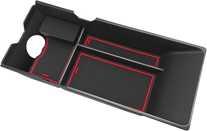 Muslogy Center Console Organizer Compatible with 2025 2026 Toyota Camry LE SE XLE XSE Accessories Middle Storage Box with Removable Coin Holder Insert Tray Interior Secondary Accessories (Red)