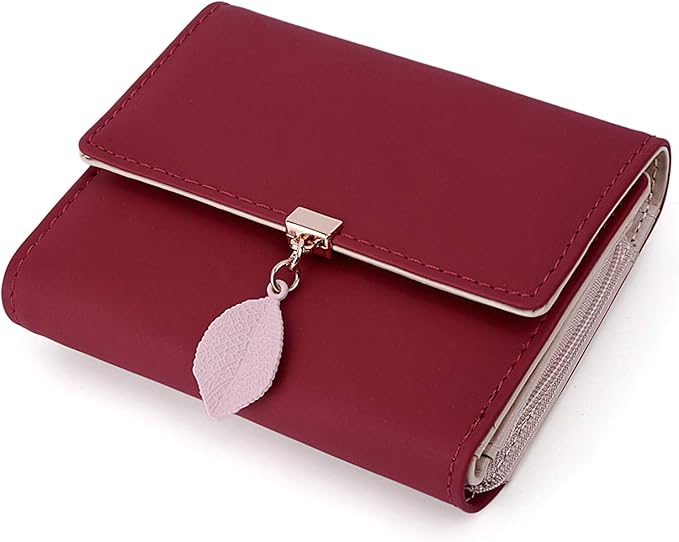 UTO RFID Wallet for Women PU Leather Leaf Pendant Card Holder Phone Checkbook Organizer Zipper Coin Purse | Leaf Pendant, Card Holder, Phone, Checkbook, Organizer, Zipper