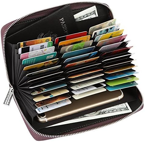 Women 36 Slots RFID Blocking Card Holder Large Long Leather Zipper Organizer Accordion Wallet