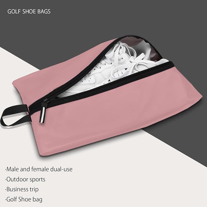 Shoe Bag for Travel, Waterproof Extra Large Shoe Storage Organizer with Handle, Multi-Functional Odor-Resistant Shoe Pouch for Gym, Soccer, Golf, Tennis Soccer Cleats Bag 16.5 x 9.8 Inches (Pink)