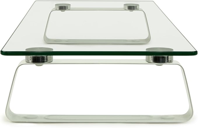 Mount-It! Glass Computer Monitor Riser and Laptop Stand | Clear Flat Screen Display Stand, Desktop Shelf and Organizer, Glass and Aluminum Construction, 22 Inches Wide, 44 lb Carrying Capacity