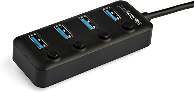StarTech 4 Port Bus Powered USB C Hub with Individual On/Off Switches, USB 3.0 (5Gbps) Expansion Hub, Desktop/Laptop USB-C to USB-A Splitter