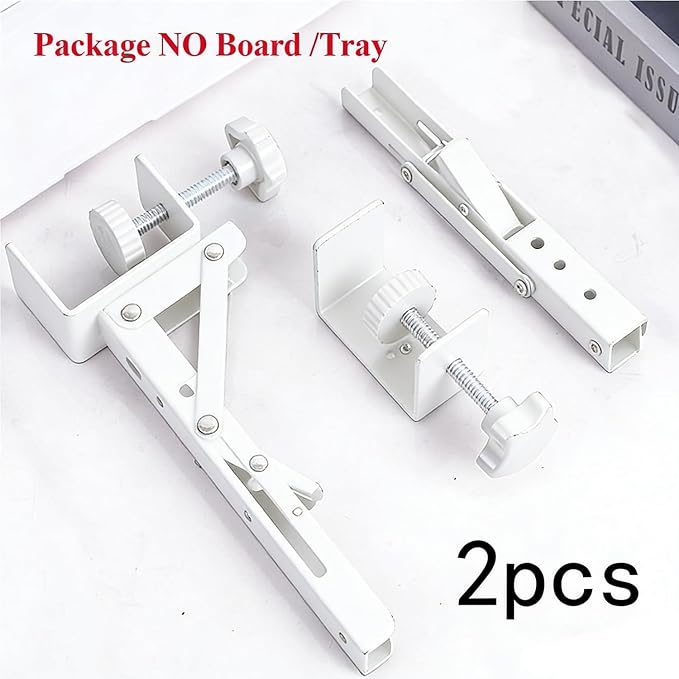 Under Desk Keyboard Tray Support Bracket Adjustable Desktop Extension Board Stand Clamp-on Keyboard Holder Arm Rest Tray Extension Plate Support Rack for Desk, NO Board/Tray, 1 Set (Style02-White)