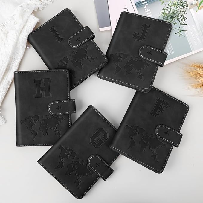 Passport Holder Wallet Cover Personalized Letter A-Z Travel Wallet RFID Blocking Passport Cover Wallet Case for Travel Passport Book Holders for Women and Men, Black-G