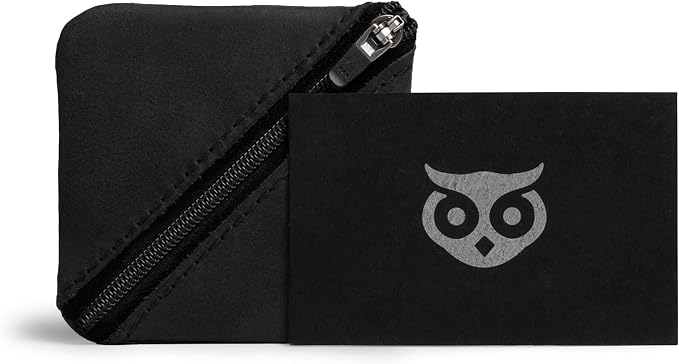 Hide & Drink, Slash Zippered Pouch, Change Holder, and Storage for Pocket and Purse Organization with Zipper, Full Grain Leather, Handmade (Charcoal Black)