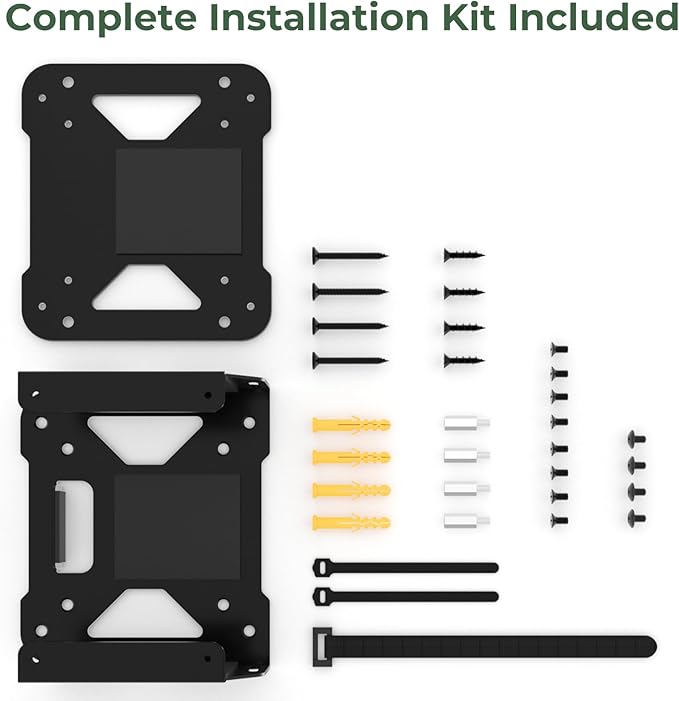 4-in-1 Mount for Mac mini M4/ M4 Pro, VESA Mount/Under Desk Mount/Wall Mount/Attach to Monitor Arm Mount, All-in-One Space Saving Mounting Bracket with Cable Management Straps