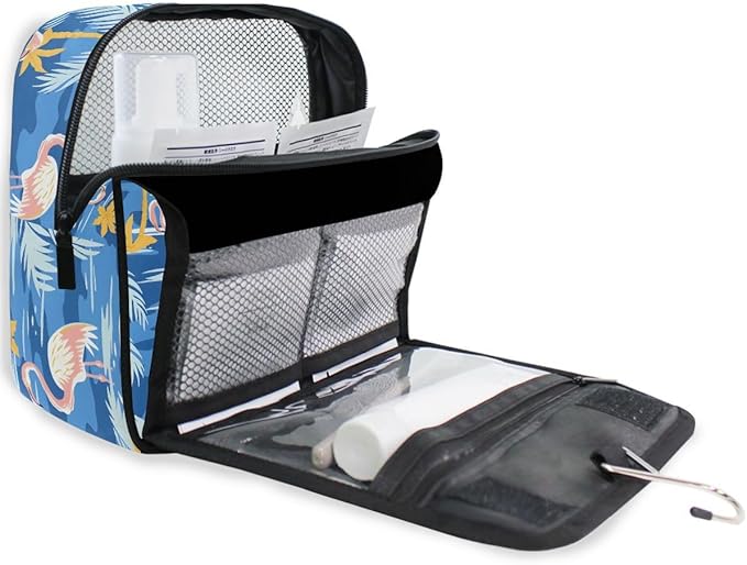 Hanging Travel Toiletry Bag Flamingos Palm Trees Kit Makeup Case Cosmetics Organizer for Men Women