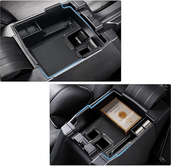 Karltys Compatible with Center Console Organizer Toyota Corolla 2019-2026/ Corolla Cross 2022-2026 Accessories Middle Console Tray Car Armrest Storage Box Container with Non-Slip Silicone Mats