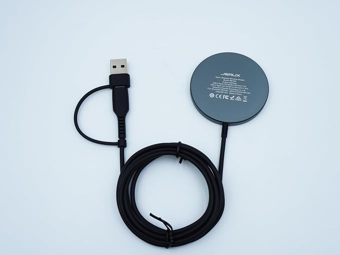 JSAUX Magnetic Wireless Charger Compatible with MagSafe Charger/iPhone 16/16 Pro/16 Plus/16 Pro Max/iPhone 15 Pro Max Plus/iPhone 14 13 12 Series, Wireless Mag Safe Charging Pad, Mag Charger (Black)