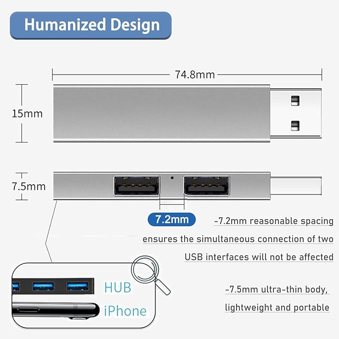 USB 3.0 Hub, VIENON Aluminium 3-Port USB Hub USB Splitter USB Expander for Laptop, Xbox, Flash Drive, HDD, Console, Printer, Camera,Keyborad, Mouse