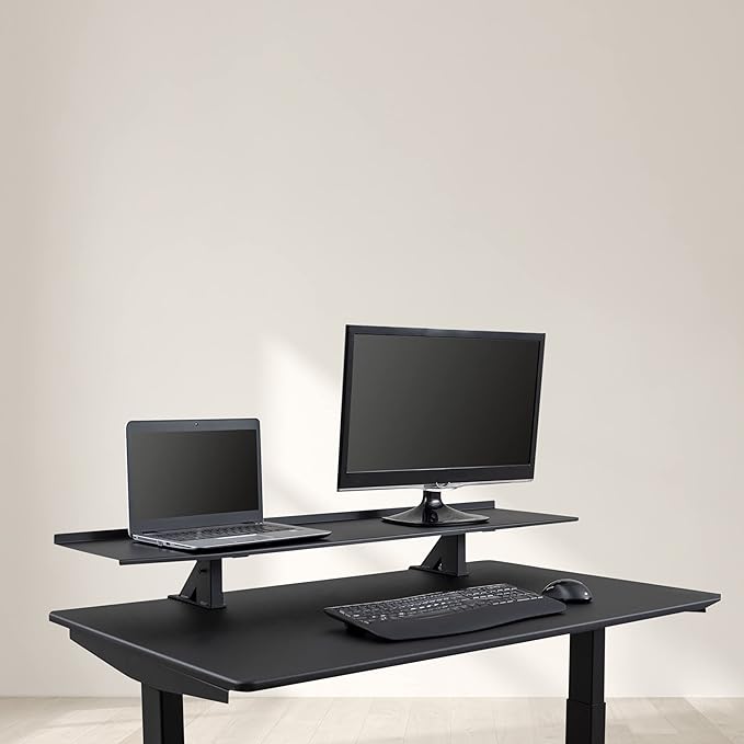 Stand Up Desk Store Clamp-On Adjustable Height Desk Shelf Monitor Stand (48" Wide)