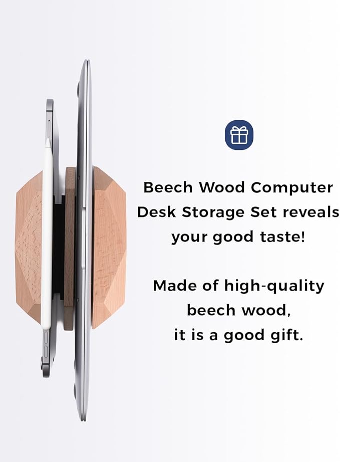 Dual Laptop Holder Adjustable Vertical Laptop Stand, 2 Slots MacBook Stand Wood,Wooden Laptop Stand,Vertical Laptop Holder for Desk, Widen Dock Fits All MacBook/Surface pro
