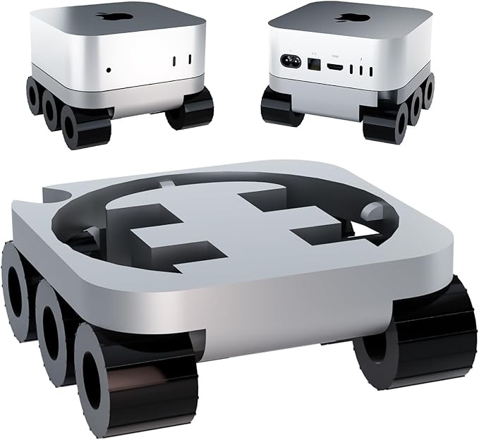 Dock for Mac mini M4 2024, 3D Printed Heat Dissipation Monitor Mount Stand Base, Mars Rover Shape Computer Host Vertical Dock Holder Bracket - Black