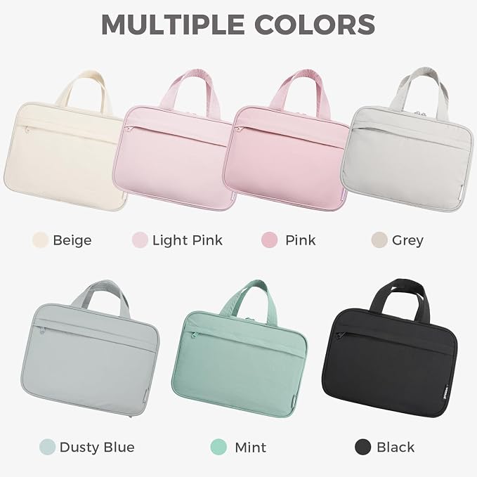 Toiletry Bag for Women, Portable Hanging Organizer, 4 Leakproof Compartments for Full-Sized Conditioners, Brush Sets, Makeup Accessories, Visible and Easy to Access, M, grey