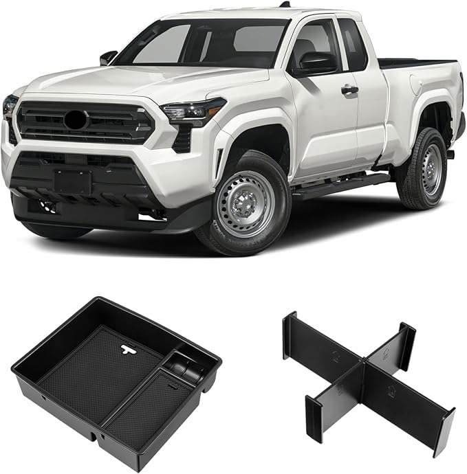 2PCS Center Console Organizer Compatible with Toyota 2026 2025 2024 Tacoma Accessories ABS Plastic Material Hidden Storage Box Dividers Organizer
