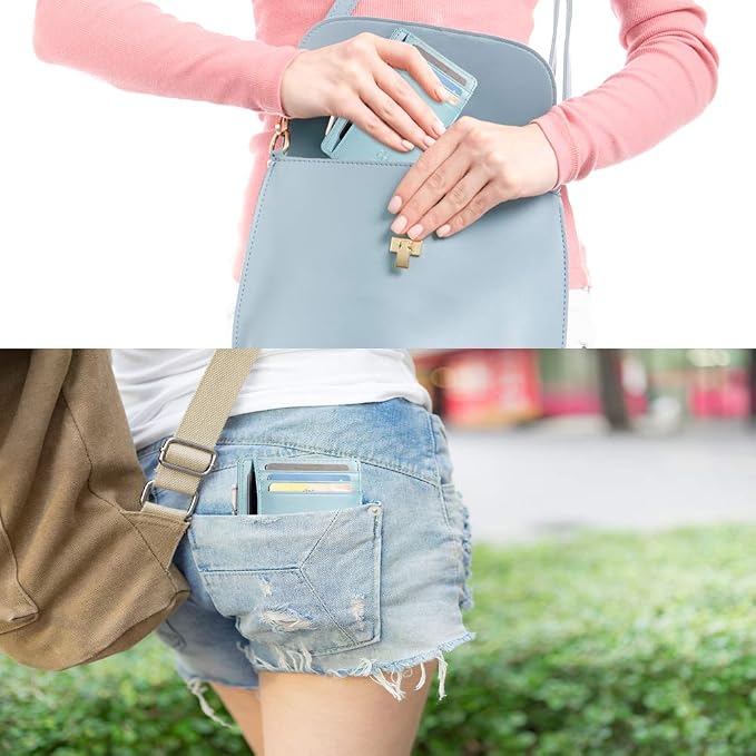 GH GOLD HORSE Slim RFID Blocking Card Holder Minimalist Leather Front Pocket Wallet for Women | Slim