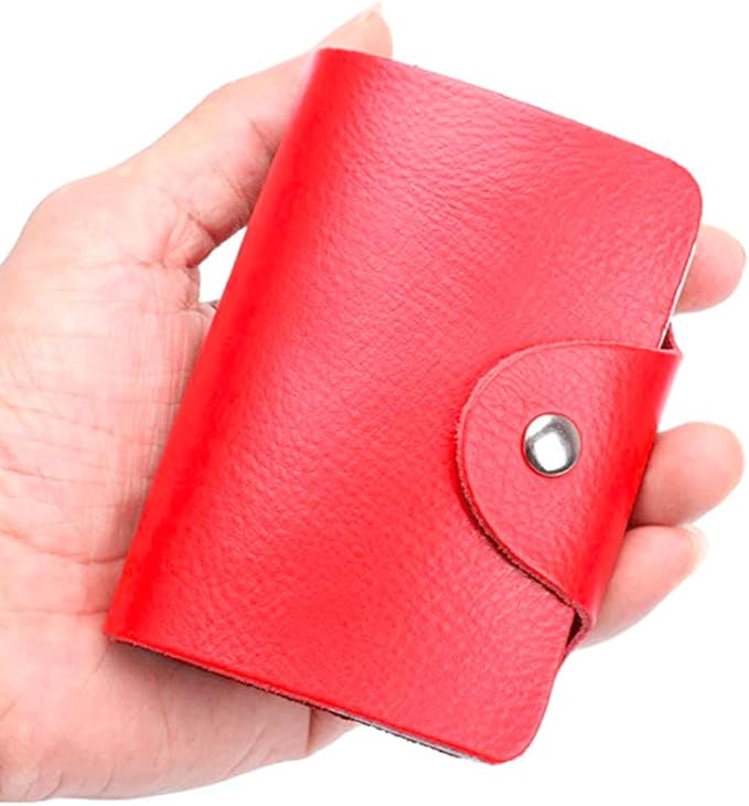 K Y KANGYUN Unisex Small Leather Credit Card Holder - 2 Pack (Redk&Brown)…