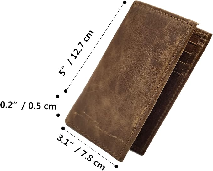 Slim Thin ID/Credit Card Holder RFID Genuine Leather Bifold Front Pocket Wallet