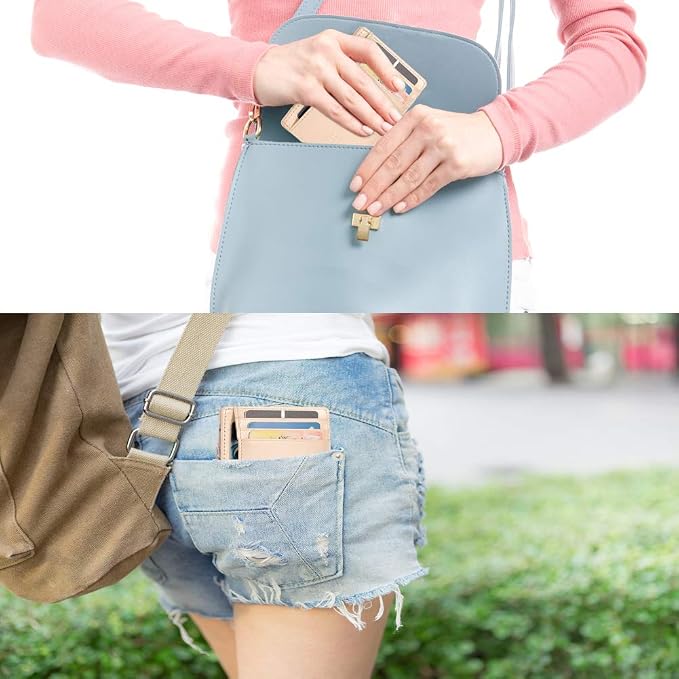 GH GOLD HORSE Slim RFID Blocking Card Holder Minimalist Leather Front Pocket Wallet for Women | Slim