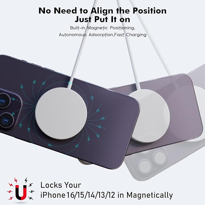 Magnetic Wireless Charger Fast Apple Mag-Safe Charger for iPhone 16 Pro Max/16 Pro/iPhone 15Pro Max/15 Plus/14/13/12/AirPods 3/2/Pro/Pro 2 Magnet Charging Pad Mag Safe Chargerwith Dual Charging Ports