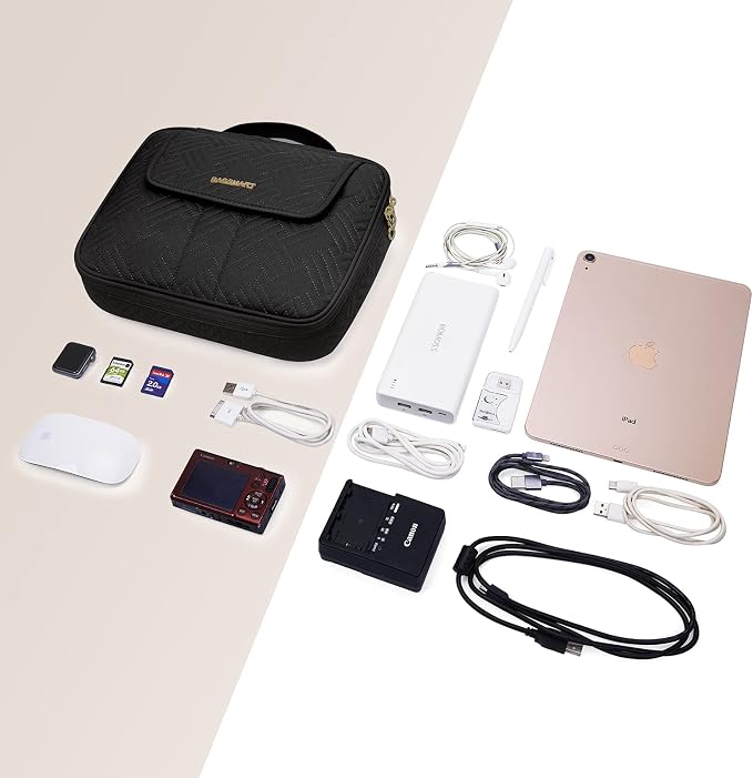BAGSMART Electronic Organizer,Travel Cable Bag,Double Layer Tech Bag,Electronics Accessories Carry Bag for 9.7 inch iPad, Kindle, Power Adapter