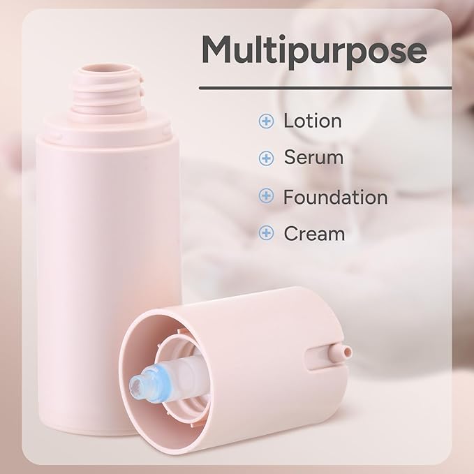 Lulupack 1 oz Airless Pump Bottles, Travel Lotion Container, Skincare Containers for Moisturizer(Plastic, Multicolor, 3Pcs)