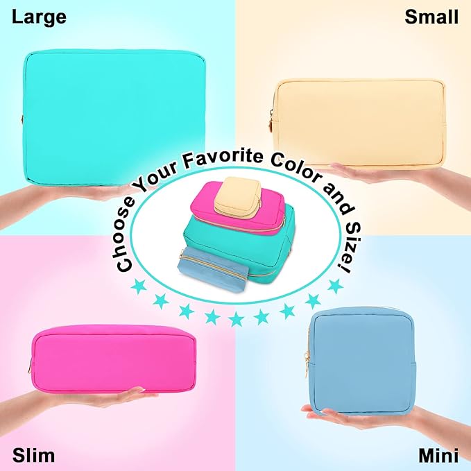 Nylon Mini Makeup Bag for Purse, Preppy Small Cute Makeup Bag Cosmetic Zipper Pouch Purse, Waterproof Travel Coin Pouch Sanitary Napkin Storage Bag Clutch Make Up Organizer for Women Men Girls(Mint)