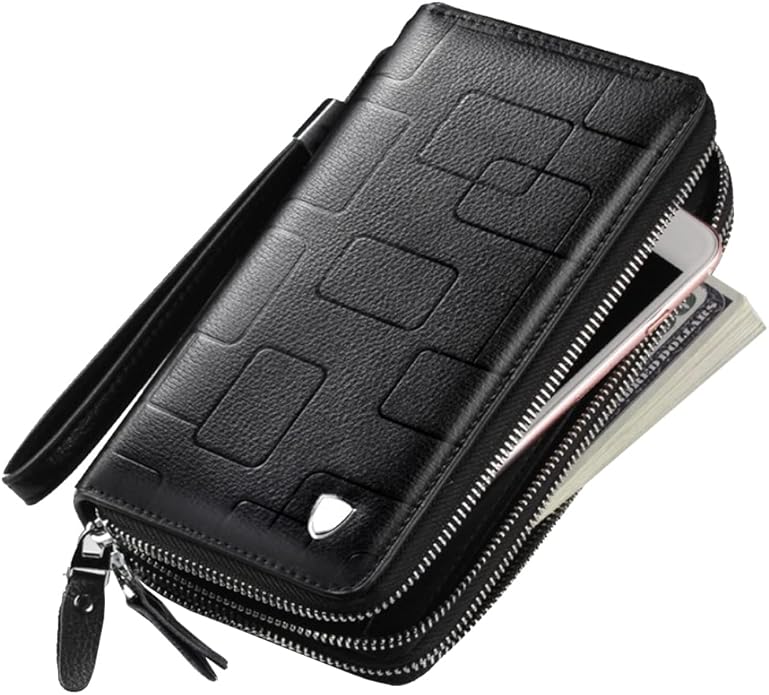 KPYWZER Leather Clutch Purse Wallet Men Wrist Bag