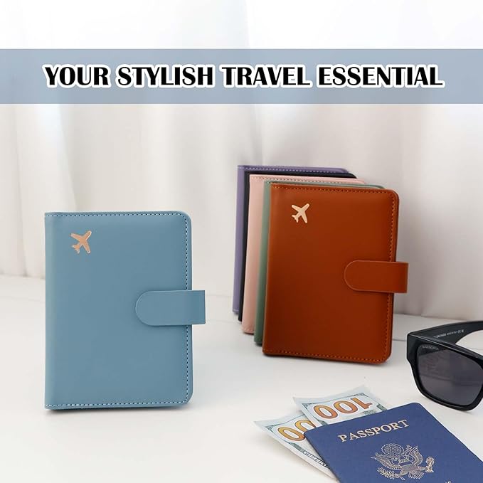 Melsbrinna Rfid Passport Holder for Travel women/Men Set Travel Suitcase Tag, Cute Passport Wallet Rfid Blocking Card Slots, Rfid Passport Cover/CaseTravel Wallet (A-greygreen)