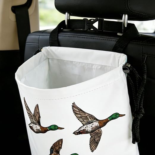 Wild Ducks Car Trash Bag - Waterproof Car Trash Bag Hanging Leakproof Car Garbage Bag - Washable Reusable Trash Bag for Car Interior Hanging Organizer Storage Vehicle Travelling Camping