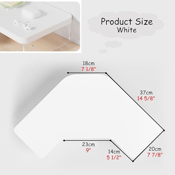 ROYUMI Corner Monitor Stand Clear Acrylic Leg ï¼?Wood Corner Screen Stand, L-Shape Desk Triangle Riser for Monitor/Laptop/Computer, Corner Organizer with Drawer (Color : White)