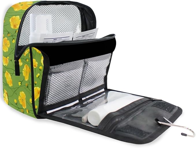 Hanging Travel Toiletry Bag Yellow Buttercups Bright Kit Makeup Case Cosmetics Organizer for Men Women