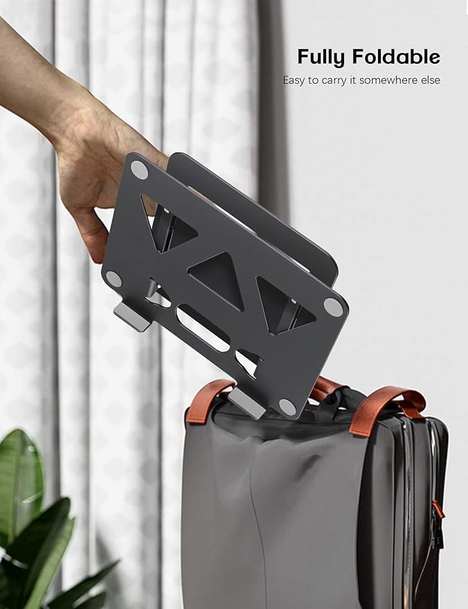 Adjustable Laptop Stand for Desk, Portable Laptop Stand Holder and Riser, Foldable Aluminum Notebook Computer Stand for MacBook Air Pro HP Lenovo Dell Samsung Chromebook, 10-15.6 inch, Black