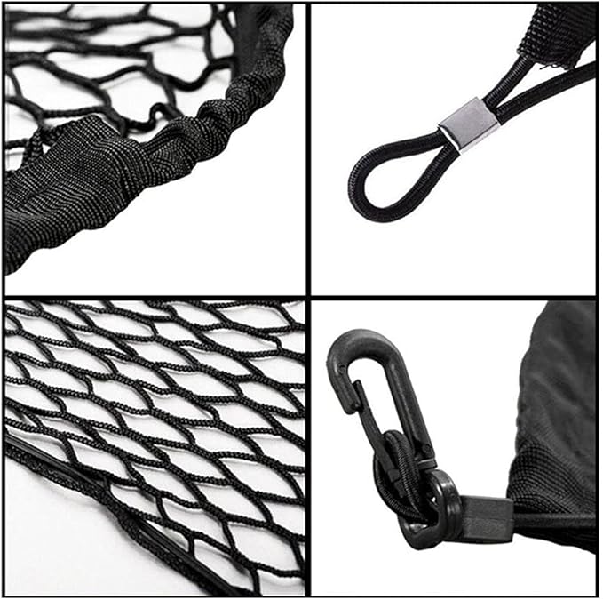 Car Rear Cargo Net, Universal Adjustable Elastic Trunk Cargo Storage Organizer Net, Double-Layer Storage Nylon Mesh Compatible for SUV, Jeep, Truck(43.3 x 15.7in)