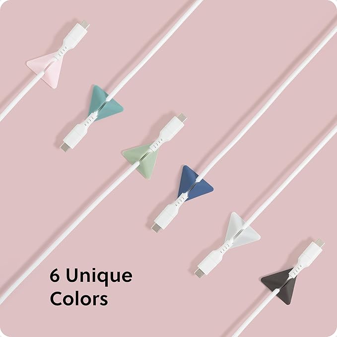 U Brands Tech Classics Silicone Pyramid Cable Clips 12 Pack, Assorted Colors Adhesive Cord Organizer, Cable Management Clips for Desk, Office, and Travel
