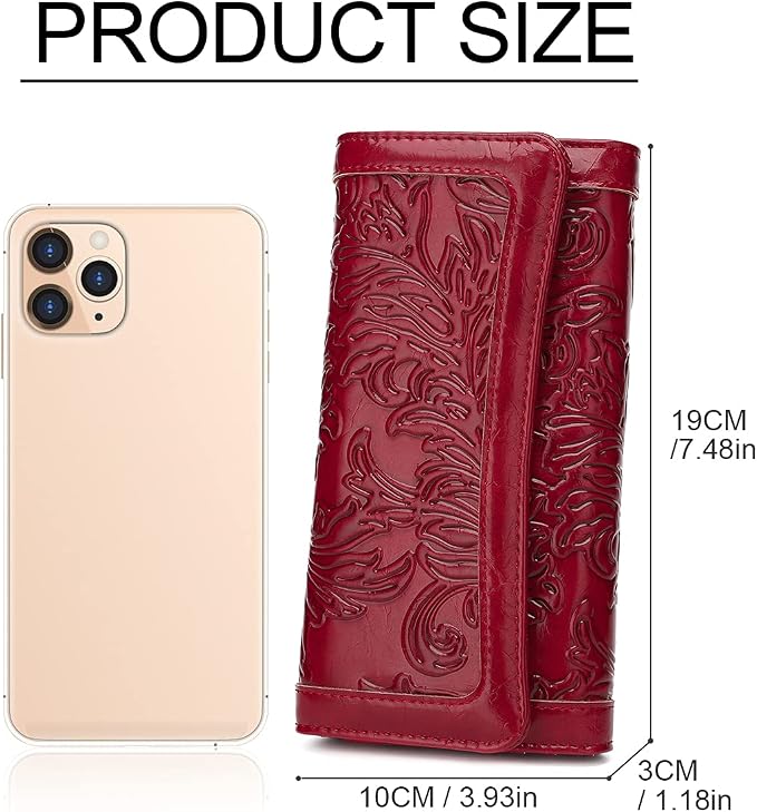 MEITRUE Women's Wallet Leather RFID Blocking Trifold Ladies Purse Embossed long Clutch Card Holder Phone Checkbook Organizer