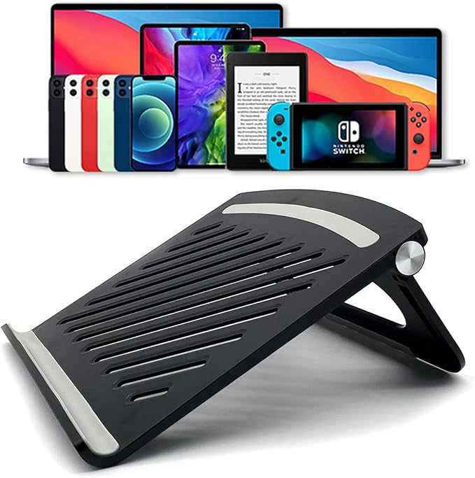 Laptop Stand for Desk Stable Foldable Adjustable Multi-Angle Computer Desktop Holder Ventilated Lapdesks Riser for Mackbook, Lenovo, Dell, iPad, HP - Within 17' (Black)