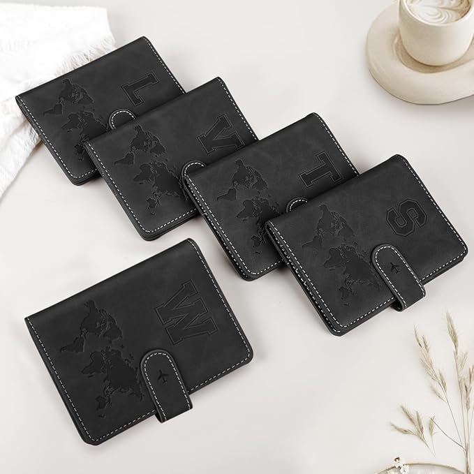 Passport Holder Wallet Cover Personalized Letter A-Z Travel Wallet RFID Blocking Passport Cover Wallet Case for Travel Passport Book Holders for Women and Men, Black-S