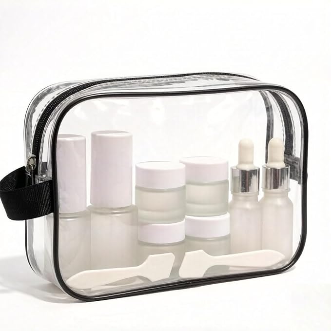 18 pcs Glass Travel Bottles for Toiletries, TSA Approved Glass Travel Containers White Frosted Mini Travel Bottles with Label, BPA Free Leak Proof with Pump Bottles for Makeup, Skincare