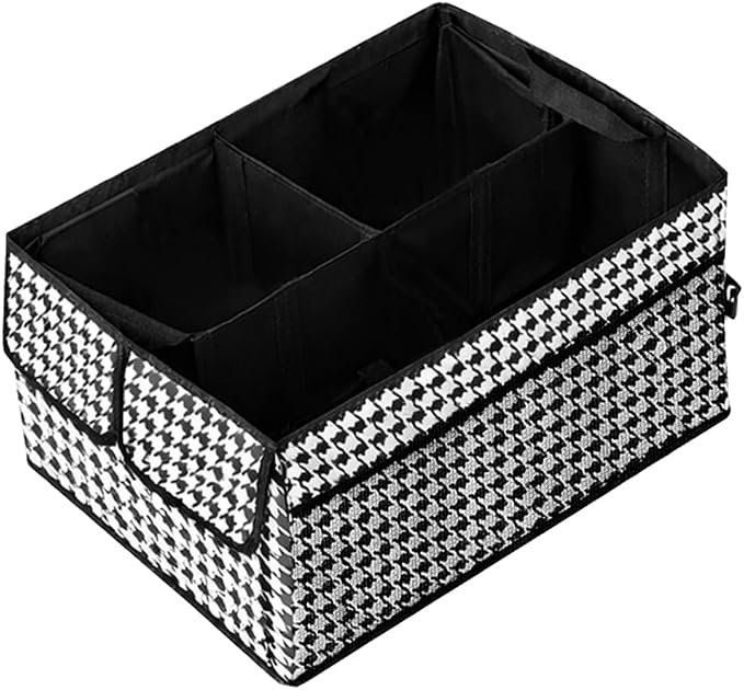 Car Trunk Organizer, Collapsible Waterproof Automotive Storage Cargo Organizer, Multi Compartment Portable Vehicle Container Box Accessories, Universal for Truck SUV Minivan (Checkerboard)